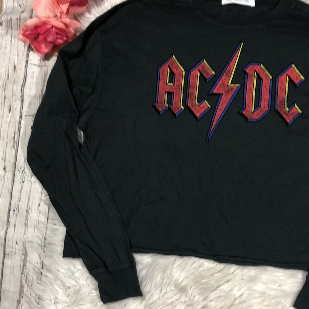 Daydreamer AC/DC Graphic Crop Band Long Sleeve Top - Picture 6 of 12